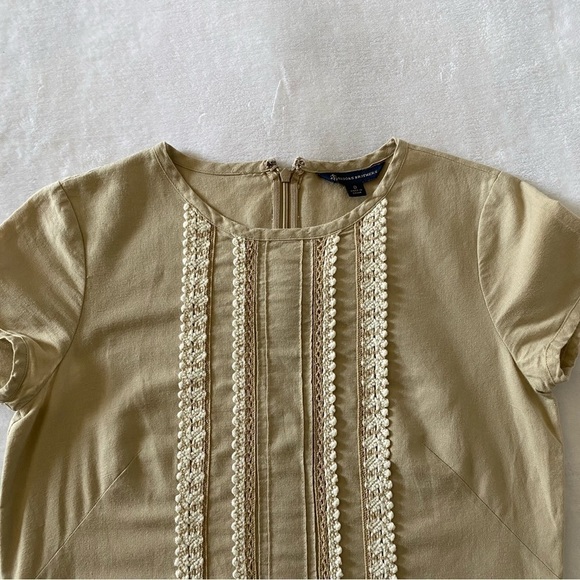 BROOKS Brothers Short Sleeve Linen Shift Dress With Lace Detail Size 0 - Picture 4 of 9